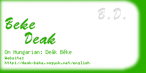 beke deak business card
