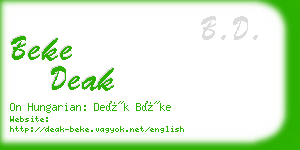 beke deak business card